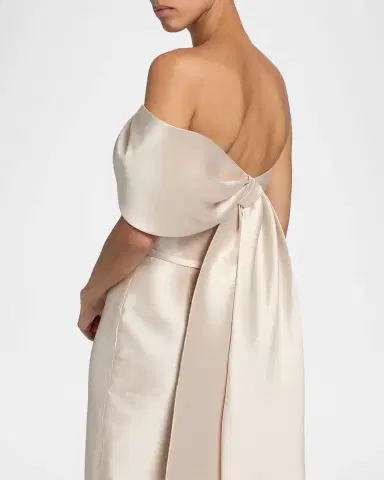 Amsale Satin One-Shoulder Column Gown | Thumbnail 5 Amsale Satin One-Shoulder Column Gown | Thumbnail 5