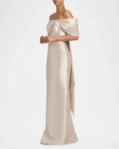 Amsale Satin One-Shoulder Column Gown | Thumbnail 7 Amsale Satin One-Shoulder Column Gown | Thumbnail 7