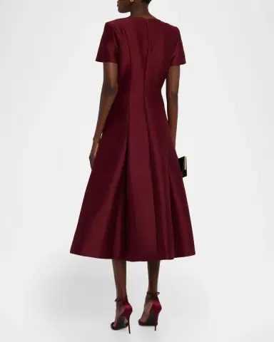 Badgley Mischka Pleated A-Line Midi Dress | Thumbnail 3 Badgley Mischka Pleated A-Line Midi Dress | Thumbnail 3