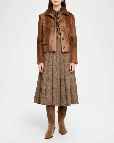 Brunello Cucinelli Capretta Goat Shearling Single-Breasted Jacket | Thumbnail 2 Brunello Cucinelli Capretta Goat Shearling Single-Breasted Jacket | Thumbnail 2