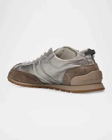 Brunello Cucinelli Monili Pull-Tab Crinkle-Effect Leather Low-Top Sneakers | Thumbnail 4 Brunello Cucinelli Monili Pull-Tab Crinkle-Effect Leather Low-Top Sneakers | Thumbnail 4
