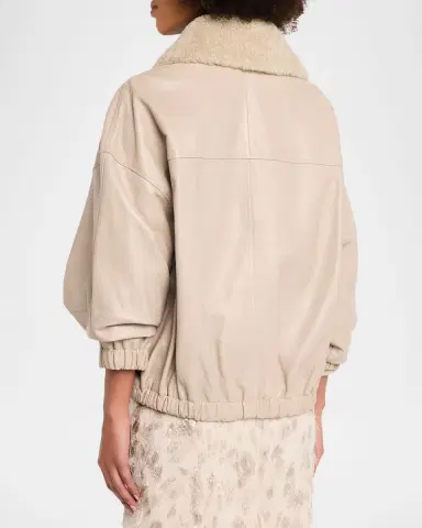 Brunello Cucinelli Nappa Leather Jacket w/ Shearling Collar | Thumbnail 3 Brunello Cucinelli Nappa Leather Jacket w/ Shearling Collar | Thumbnail 3