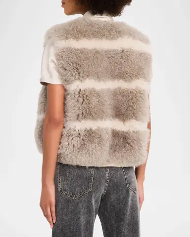 Brunello Cucinelli Striped Cashmere Goat Shearling Vest | Thumbnail 3 Brunello Cucinelli Striped Cashmere Goat Shearling Vest | Thumbnail 3