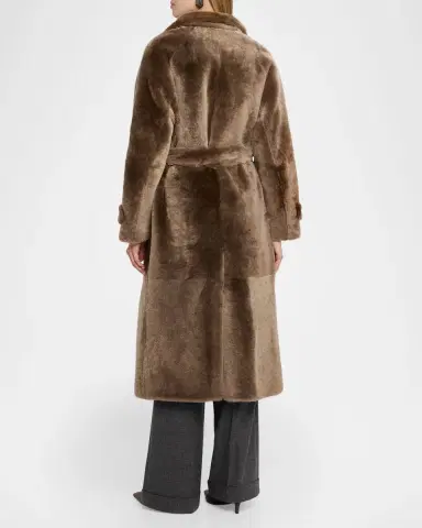 Brunello Cucinelli Lamb Shearling Belted Long Coat | Thumbnail 3 Brunello Cucinelli Lamb Shearling Belted Long Coat | Thumbnail 3