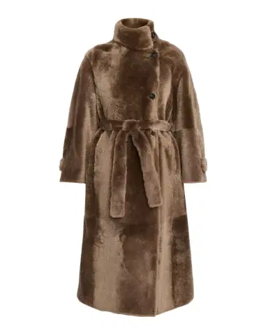 Brunello Cucinelli Lamb Shearling Belted Long Coat | Thumbnail 1 Brunello Cucinelli Lamb Shearling Belted Long Coat | Thumbnail 1