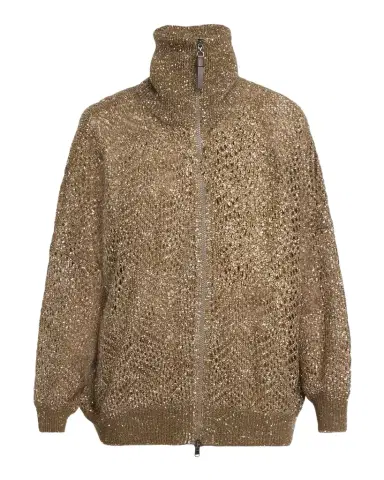 Brunello Cucinelli Airy Shimmer Full-Zip Sweater | Thumbnail 1 Brunello Cucinelli Airy Shimmer Full-Zip Sweater | Thumbnail 1