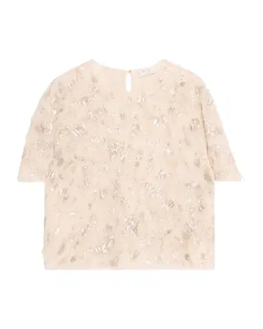 Brunello Cucinelli Animalier Sequined Fringe Silk Short-Sleeve Top | Thumbnail 1 Brunello Cucinelli Animalier Sequined Fringe Silk Short-Sleeve Top | Thumbnail 1