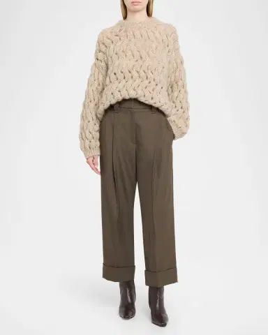 Brunello Cucinelli Couture Wool Twill Cuffed Pants | Thumbnail 2 Brunello Cucinelli Couture Wool Twill Cuffed Pants | Thumbnail 2