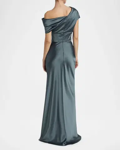Amsale Satin One-Shoulder Gown | Thumbnail 3 Amsale Satin One-Shoulder Gown | Thumbnail 3