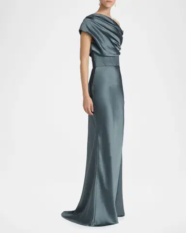 Amsale Satin One-Shoulder Gown | Thumbnail 7 Amsale Satin One-Shoulder Gown | Thumbnail 7