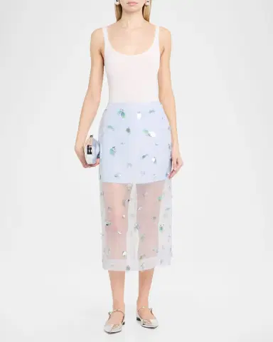 Simkhai Delilah Embellished Tulle Midi Skirt | Thumbnail 2 Simkhai Delilah Embellished Tulle Midi Skirt | Thumbnail 2