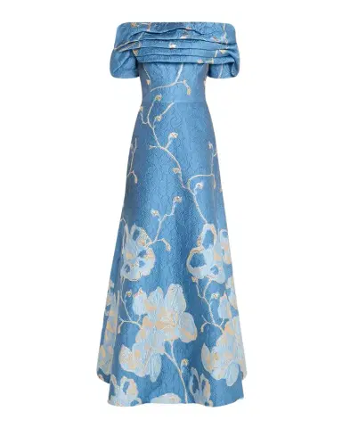 Rickie Freeman for Teri Jon Off-Shoulder Metallic Jacquard Gown | Thumbnail 1 Rickie Freeman for Teri Jon Off-Shoulder Metallic Jacquard Gown | Thumbnail 1