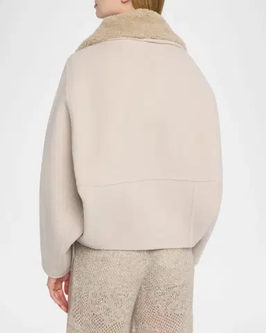 Brunello Cucinelli Wool-Cashmere Coat With Lamb Shearling Collar | Thumbnail 3 Brunello Cucinelli Wool-Cashmere Coat With Lamb Shearling Collar | Thumbnail 3