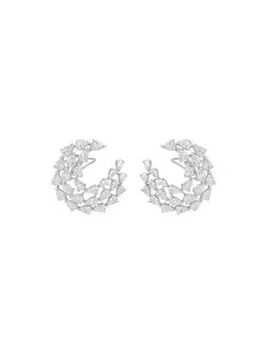 Wish Fine Jewelry 6.90ct Diamond 18K Gold Statement Curved Earrings | Thumbnail 1 Wish Fine Jewelry 6.90ct Diamond 18K Gold Statement Curved Earrings | Thumbnail 1