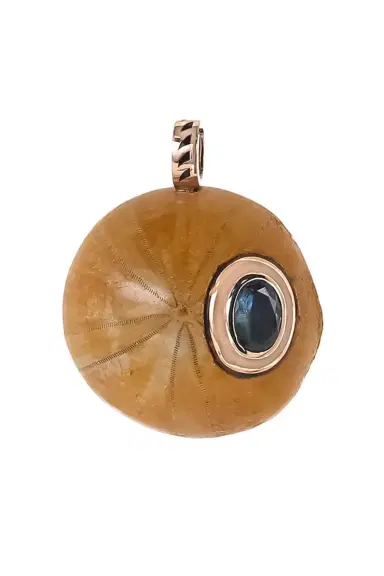 DEZSO BY SARA BELTRÁN Aquamarine Fossilized Sand Dollar Pendant | Thumbnail 1 DEZSO BY SARA BELTRÁN Aquamarine Fossilized Sand Dollar Pendant | Thumbnail 1