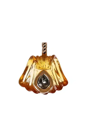 DEZSO BY SARA BELTRÁN Citrine White Sapphire Rose Carved Capri Pendant | Thumbnail 1 DEZSO BY SARA BELTRÁN Citrine White Sapphire Rose Carved Capri Pendant | Thumbnail 1