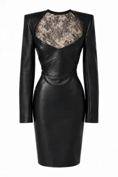 LaQuan Smith Seamed Midi Dress with Lace Inserts | Thumbnail 1 LaQuan Smith Seamed Midi Dress with Lace Inserts | Thumbnail 1