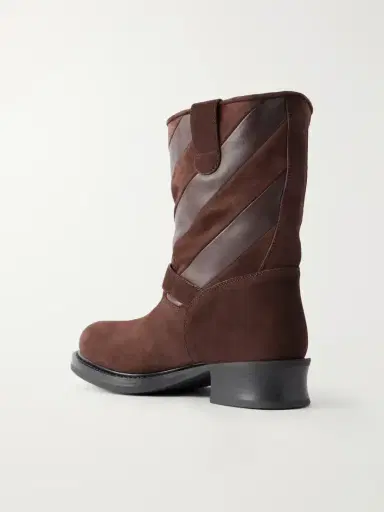 Valentino Garavani Rayons 40 Leather-trimmed Suede Ankle Boots | Thumbnail 3 Valentino Garavani Rayons 40 Leather-trimmed Suede Ankle Boots | Thumbnail 3