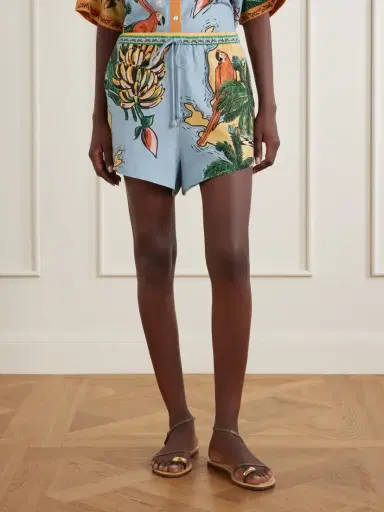 Farm Rio Beaches Path Printed Linen-blend Shorts | Thumbnail 3 Farm Rio Beaches Path Printed Linen-blend Shorts | Thumbnail 3