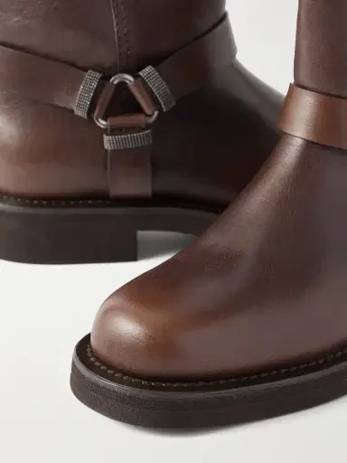 Brunello Cucinelli Bead-embellished Leather Biker Boots | Thumbnail 5 Brunello Cucinelli Bead-embellished Leather Biker Boots | Thumbnail 5