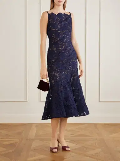 Self-Portrait Scalloped Lace Midi Dress | Thumbnail 2 Self-Portrait Scalloped Lace Midi Dress | Thumbnail 2