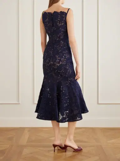 Self-Portrait Scalloped Lace Midi Dress | Thumbnail 3 Self-Portrait Scalloped Lace Midi Dress | Thumbnail 3