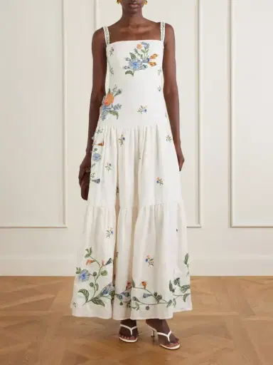 Agua by Agua Bendita Lima Brisa Floral-embroidered Linen Maxi Dress | Thumbnail 2 Agua by Agua Bendita Lima Brisa Floral-embroidered Linen Maxi Dress | Thumbnail 2