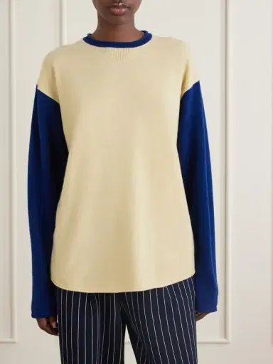 Guest In Residence Baseball Two-tone Cashmere Sweater | Thumbnail 3 Guest In Residence Baseball Two-tone Cashmere Sweater | Thumbnail 3