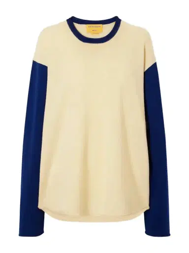 Guest In Residence Baseball Two-tone Cashmere Sweater | Thumbnail 1 Guest In Residence Baseball Two-tone Cashmere Sweater | Thumbnail 1
