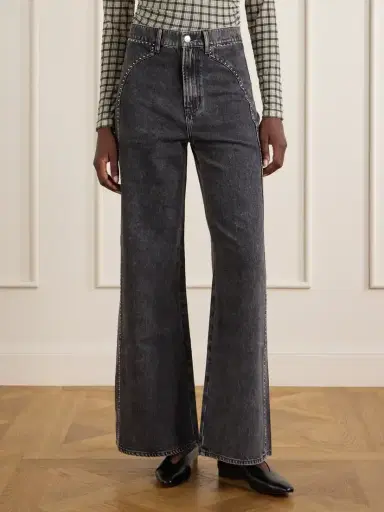 Veronica Beard Grant Studded High-rise Wide-leg Jeans | Thumbnail 3 Veronica Beard Grant Studded High-rise Wide-leg Jeans | Thumbnail 3