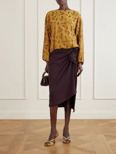 Dries Van Noten Draped Cotton-jersey Midi Skirt | Thumbnail 2 Dries Van Noten Draped Cotton-jersey Midi Skirt | Thumbnail 2