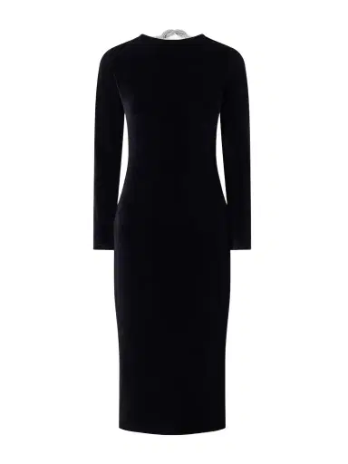Balmain Open-back Embellished Cotton-blend Velvet Midi Dress | Thumbnail 1 Balmain Open-back Embellished Cotton-blend Velvet Midi Dress | Thumbnail 1