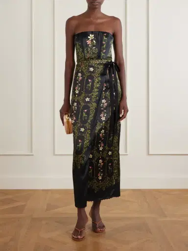 Agua by Agua Bendita Floral-print Embellished Satin Midi Dress | Thumbnail 2 Agua by Agua Bendita Floral-print Embellished Satin Midi Dress | Thumbnail 2