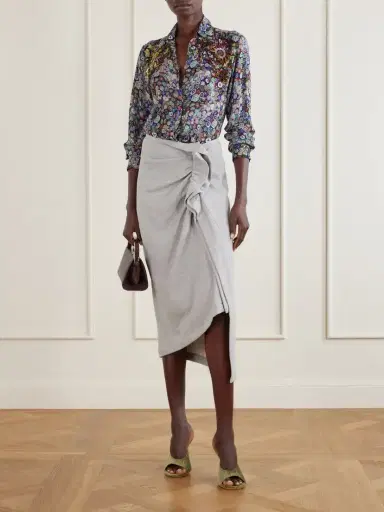 Dries Van Noten Draped Cotton-jersey Midi Skirt | Thumbnail 2 Dries Van Noten Draped Cotton-jersey Midi Skirt | Thumbnail 2