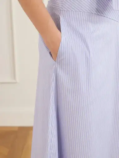 Theory Gathered Striped Cotton-blend Poplin Midi Skirt | Thumbnail 5 Theory Gathered Striped Cotton-blend Poplin Midi Skirt | Thumbnail 5