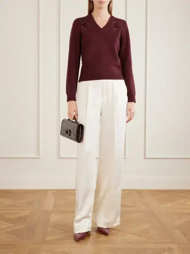 Self-Portrait Pleated Satin Straight-leg Pants | Thumbnail 2 Self-Portrait Pleated Satin Straight-leg Pants | Thumbnail 2