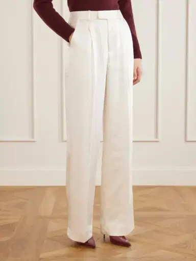 Self-Portrait Pleated Satin Straight-leg Pants | Thumbnail 3 Self-Portrait Pleated Satin Straight-leg Pants | Thumbnail 3