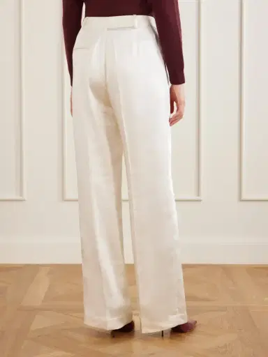 Self-Portrait Pleated Satin Straight-leg Pants | Thumbnail 4 Self-Portrait Pleated Satin Straight-leg Pants | Thumbnail 4