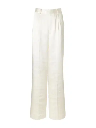 Self-Portrait Pleated Satin Straight-leg Pants | Thumbnail 1 Self-Portrait Pleated Satin Straight-leg Pants | Thumbnail 1