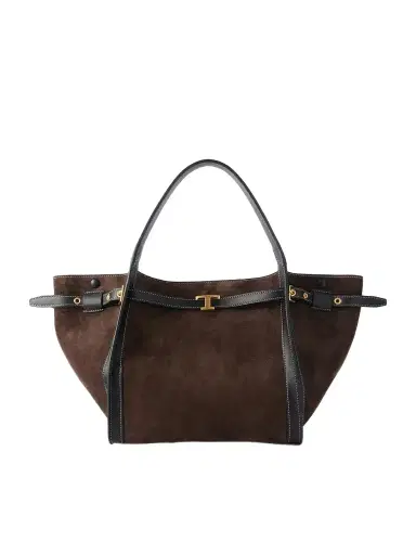 Tod's Tim Small Leather-trimmed Suede Clutch | Thumbnail 1 Tod's Tim Small Leather-trimmed Suede Clutch | Thumbnail 1