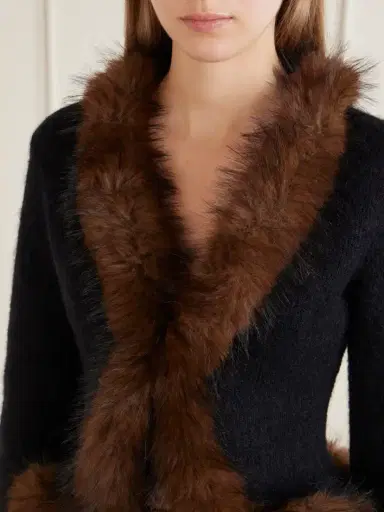 Self-Portrait Plush-trimmed Knitted Cardigan | Thumbnail 5 Self-Portrait Plush-trimmed Knitted Cardigan | Thumbnail 5