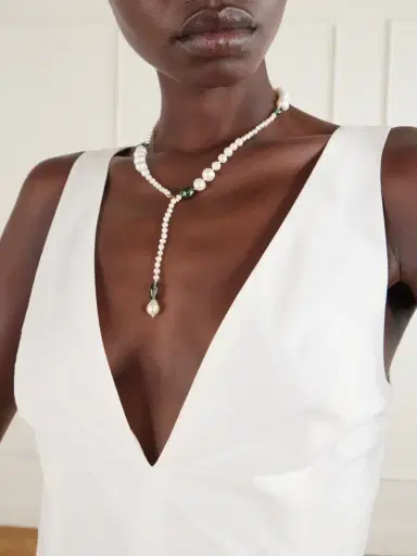 Loren Stewart Poet Lariat 14-karat Gold, Pearl And Tourmaline Beads Necklace | Thumbnail 3 Loren Stewart Poet Lariat 14-karat Gold, Pearl And Tourmaline Beads Necklace | Thumbnail 3