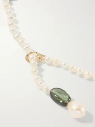 Loren Stewart Poet Lariat 14-karat Gold, Pearl And Tourmaline Beads Necklace | Thumbnail 4 Loren Stewart Poet Lariat 14-karat Gold, Pearl And Tourmaline Beads Necklace | Thumbnail 4