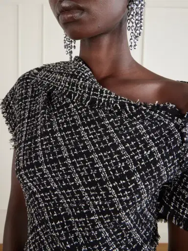 Erdem Asymmetric Cotton-blend Tweed Midi Dress | Thumbnail 4 Erdem Asymmetric Cotton-blend Tweed Midi Dress | Thumbnail 4
