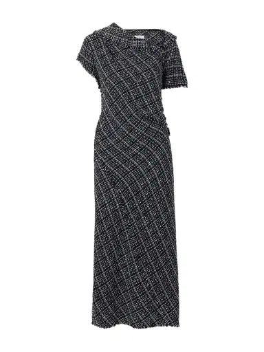 Erdem Asymmetric Cotton-blend Tweed Midi Dress | Thumbnail 1 Erdem Asymmetric Cotton-blend Tweed Midi Dress | Thumbnail 1