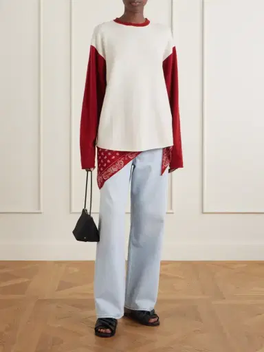 Guest In Residence Baseball Two-tone Cashmere Sweater | Thumbnail 2 Guest In Residence Baseball Two-tone Cashmere Sweater | Thumbnail 2
