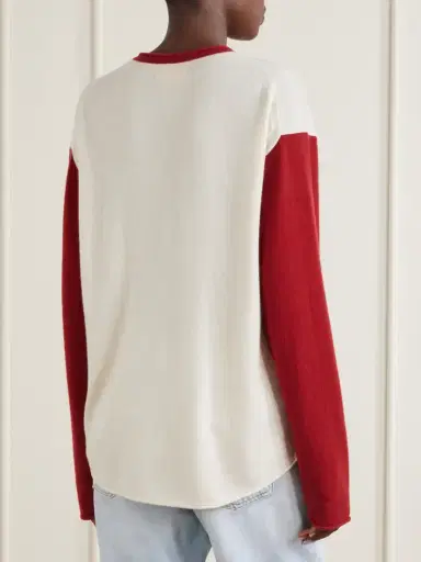 Guest In Residence Baseball Two-tone Cashmere Sweater | Thumbnail 4 Guest In Residence Baseball Two-tone Cashmere Sweater | Thumbnail 4