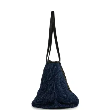 Chanel Chanel Large CC Shopping Tote Bag Dark Blue Denim, Black Calfskin Gold Hardware | Thumbnail 3 Chanel Chanel Large CC Shopping Tote Bag Dark Blue Denim, Black Calfskin Gold Hardware | Thumbnail 3