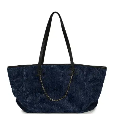 Chanel Chanel Large CC Shopping Tote Bag Dark Blue Denim, Black Calfskin Gold Hardware | Thumbnail 1 Chanel Chanel Large CC Shopping Tote Bag Dark Blue Denim, Black Calfskin Gold Hardware | Thumbnail 1