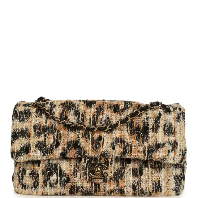 Chanel Maxi Leopard Print "Souplissimo" Small Flap Bag Brown, Black, White Tweed, Mixed Fibers Gold Hardware Chanel Maxi Leopard Print "Souplissimo" Small Flap Bag Brown, Black, White Tweed, Mixed Fibers Gold Hardware